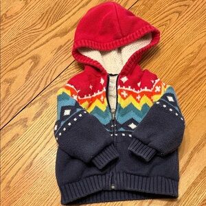 Hanna Andersson Multicolor Sherpa lined sweater jacket